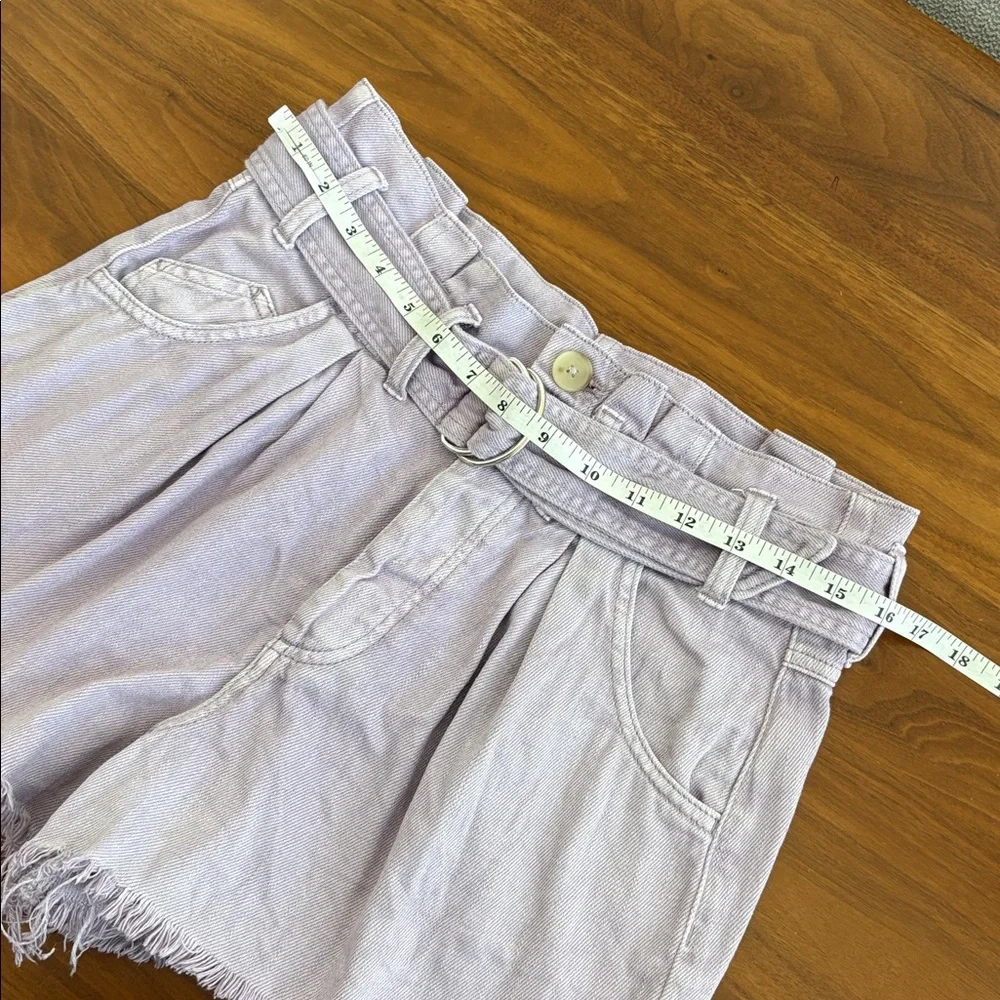 Free People See You Sometime High Waisted Belted Cut Off Shorts Lilac Purple XS